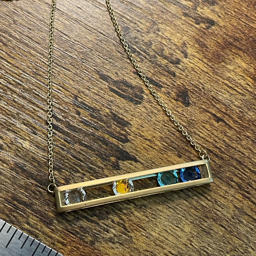 Origami Owl Gold and Silver Bar Necklace with Multicolor Gems